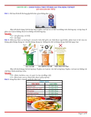 Toán thực tế Lớp 6 - Chuyên đề 1 20 bài toán 6 thực tế chọn lọc ứng dụng tập hợp (Có bài giải chi tiết)